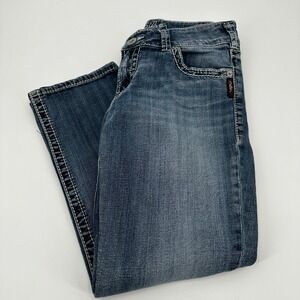 Silver Jeans Suki Capri Blue Wash Distressed Denim Women's‎ Jeans Size 30